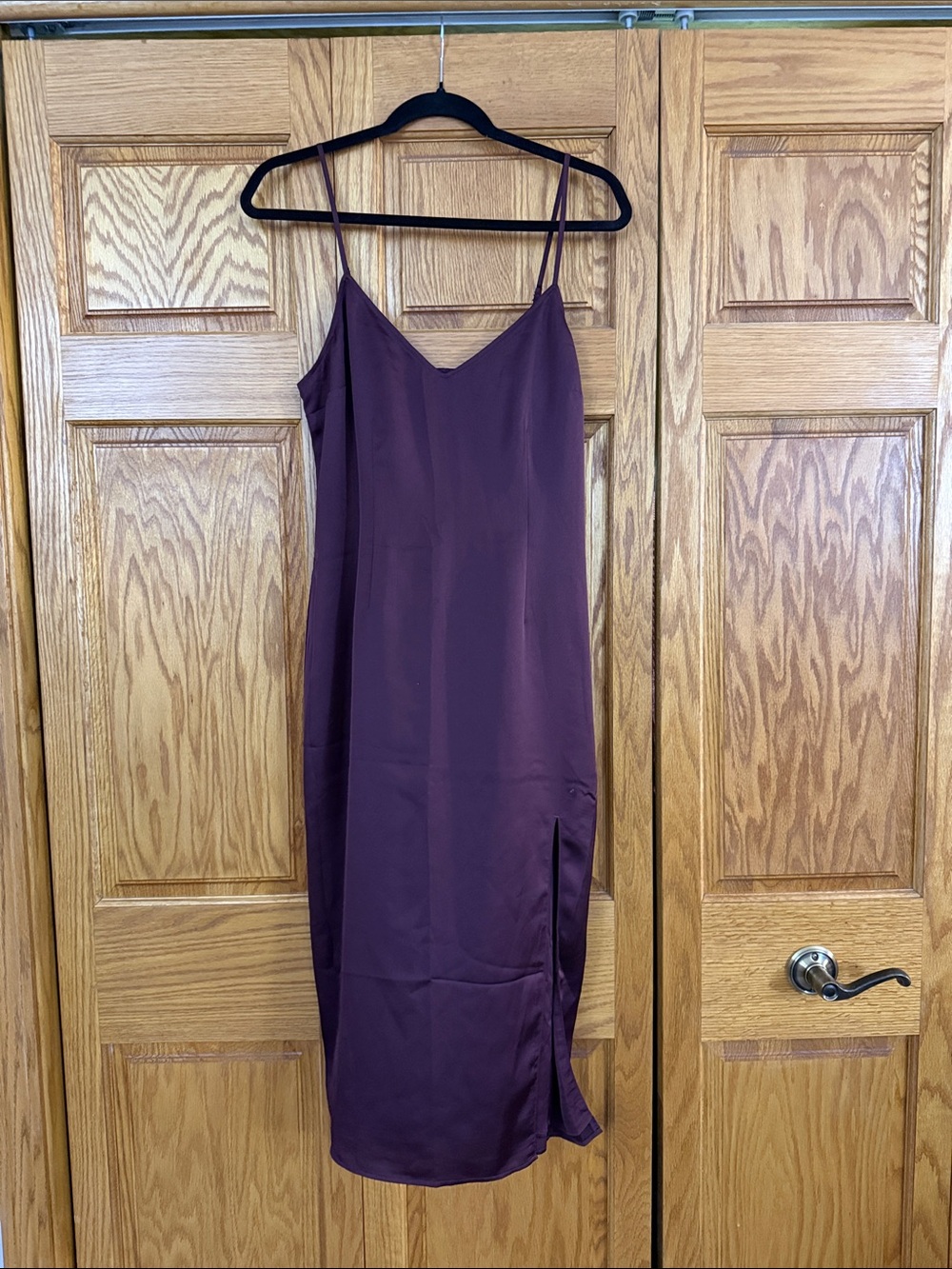 Abercrombie & Fitch Plum Slip Midi Dress with Side Slit